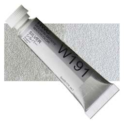 Holbein Artists' Watercolor - Silver, 5 ml tube and swatch