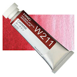 Holbein Artists' Watercolor - Carmine, 15 ml tube and swatch