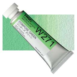 Holbein Artists' Watercolor - Compose Green 1, 15 ml tube and swatch