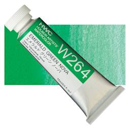 Holbein Artists' Watercolor - Emerald Green Nova, 15 ml tube and swatch