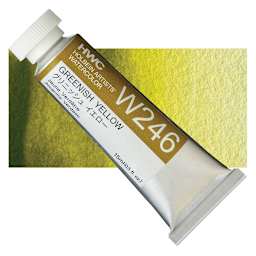 Holbein Artists' Watercolor - Greenish Yellow, 15 ml tube and swatch