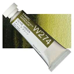 Holbein Artists' Watercolor - Olive Green, 15 ml tube and swatch