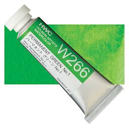 Holbein Artists' Watercolor - Permanent Green 1, 15 ml tube and swatch