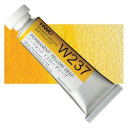 Holbein Artists' Watercolor - Permanent Yellow Deep, 15 ml tube and swatch