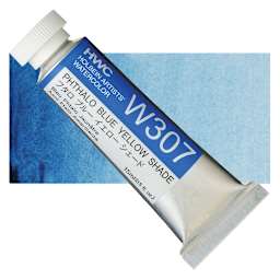 Holbein Artists' Watercolor - Phthalo Blue Yellow Shade, 15 ml tube and swatch