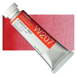 Holbein Artists' Watercolor - Pyrrole Red, 15 ml tube and swatch