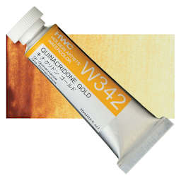 Holbein Artists' Watercolor - Quinacridone Gold, 15 ml tube and swatch