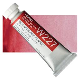 Holbein Artists' Watercolor - Quinacridone Scarlet, 15 ml tube and swatch
