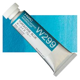 Holbein Artists' Watercolor - Turquoise Blue, 15 ml tube and swatch