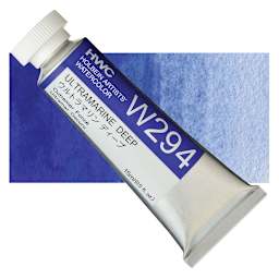 Holbein Artists' Watercolor - Ultramarine Deep, 15 ml tube and swatch