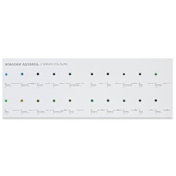 Schmincke Horadam Aquarell Artist Watercolor - 20 Green Colors Dot Card