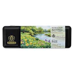 Front of packaging for Schmincke Horadam Aquarell Watercolor Blick Exclusive! Set of 24, Foliage, Half Pans