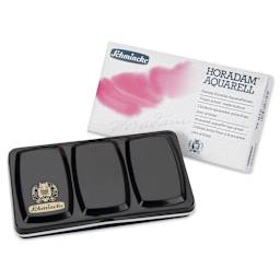 Schmincke Horadam Aquarell Watercolor Pans - Set of 12 with Travel Brush, Assorted Colors, Half Pans