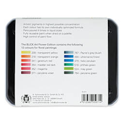 Schmincke Horadam Aquarell Watercolor Pans - Set of 12, Floral Half Pans - Blick Exclusive! back of package