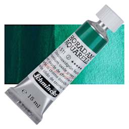 Schmincke Horadam Aquarell Artist Watercolor - Chromium Oxide Green Brilliant, 15 ml tube and swatch