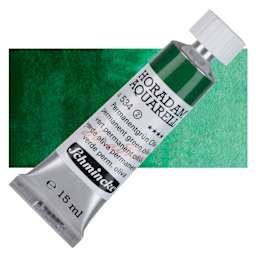 Schmincke Horadam Aquarell Watercolor - Permanent Green Olive, 15 ml tube and swatch