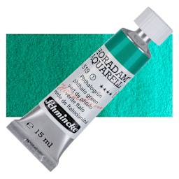 Schmincke Horadam Aquarell Artist Watercolor - Phthalo Green, 15 ml tube and swatch