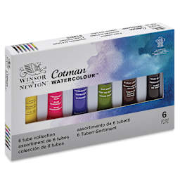 Winsor & Newton Cotman Watercolors - Set of 6, Assorted Colors, 8 ml Tubes
