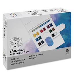 Winsor & Newton Cotman Watercolors - Compact Set of 14, Assorted Colors, Half Pans