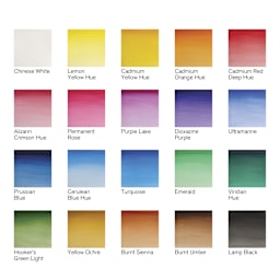 Winsor & Newton Cotman Watercolors - Set of 20, Assorted Colors, 5 ml Tubes, swatches