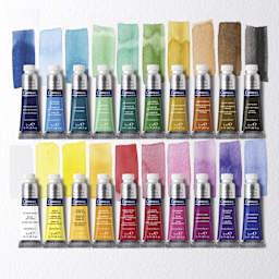 Winsor & Newton Cotman Watercolors - Set of 20, Assorted Colors, 5 ml Tubes, tubes with swatches