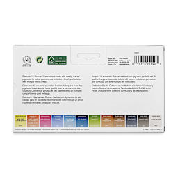 Winsor & Newton Cotman Watercolor Tube Set - Tube Travel Set, Assorted Colors, Set of 12 (Back of packaging)