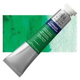 Winsor & Newton Cotman Watercolor - Intense Green, 21 ml tube and swatch