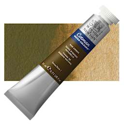 Winsor & Newton Cotman Watercolor - Raw Umber, 21 ml tube and swatch