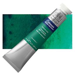 Winsor & Newton Cotman Watercolor - Viridian Hue, 21 ml tube and swatch