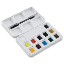Van Gogh National Gallery Watercolor Pocket Box - Set of 12, Assorted Colors, Half Pans (Lid open)