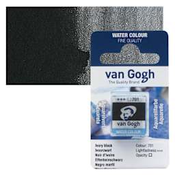 Van Gogh Watercolor Half Pan - Ivory Black pan and swatch