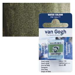 Van Gogh Watercolor Half Pan - Davy's Grey pan and swatch