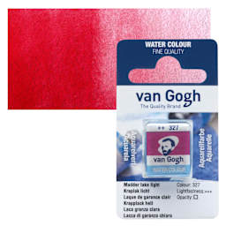 Van Gogh Watercolor Half Pan - Madder Lake Light pan and swatch