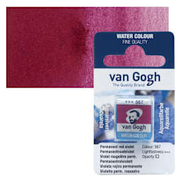 Van Gogh Watercolor Half Pan - Permanent Red Violet pan and swatch