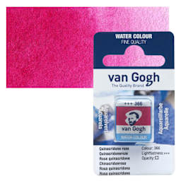Van Gogh Watercolor Half Pan - Quinacridone Rose pan and swatch