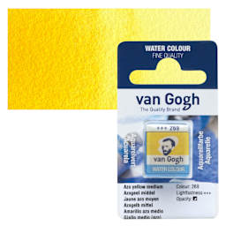 Van Gogh Watercolor Half Pan - Azo Yellow Medium pan and swatch