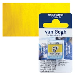 Van Gogh Watercolor Half Pan - Transparent Yellow Medium pan and swatch