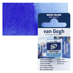 Van Gogh Watercolor Half Pan - Ultramarine Deep pan and swatch