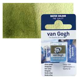 Van Gogh Watercolor Half Pan - Olive Green pan and swatch