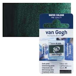 Van Gogh Watercolor Half Pan - Dusk Green pan and swatch