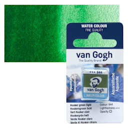 Van Gogh Watercolor Half Pan - Hooker Green Light pan and swatch