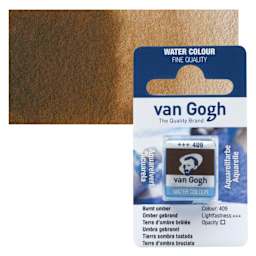 Van Gogh Watercolor Half Pan - Burnt Umber pan and swatch