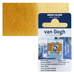 Van Gogh Watercolor Half Pan - Raw Sienna pan and swatch