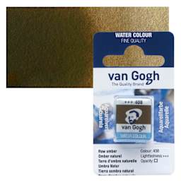 Van Gogh Watercolor Half Pan - Raw Umber pan and swatch