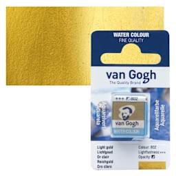 Van Gogh Watercolor Half Pan - Light Gold pan and swatch