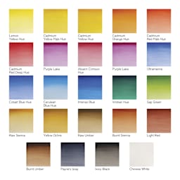 Winsor & Newton Cotman Watercolors- Studio Set of 24, Assorted Colors, Full Pans, swatches