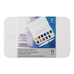 Winsor & Newton Cotman - Water Brush Pocket Set, Set of 12, Assorted Colors, Half Pans (Front of packaging)