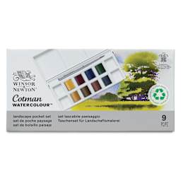 Winsor & Newton Cotman Watercolor Set - Landscape Pocket Set, Set of 8, Half Pans, front of packaging