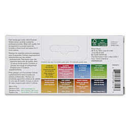 Winsor & Newton Cotman Watercolor Set - Landscape Pocket Set, Set of 8, Half Pans, back of packaging