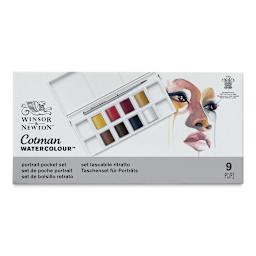 Winsor & Newton Cotman Watercolor Set - Portrait Pocket Set, Set of 8, Half Pans (Front of packaging)